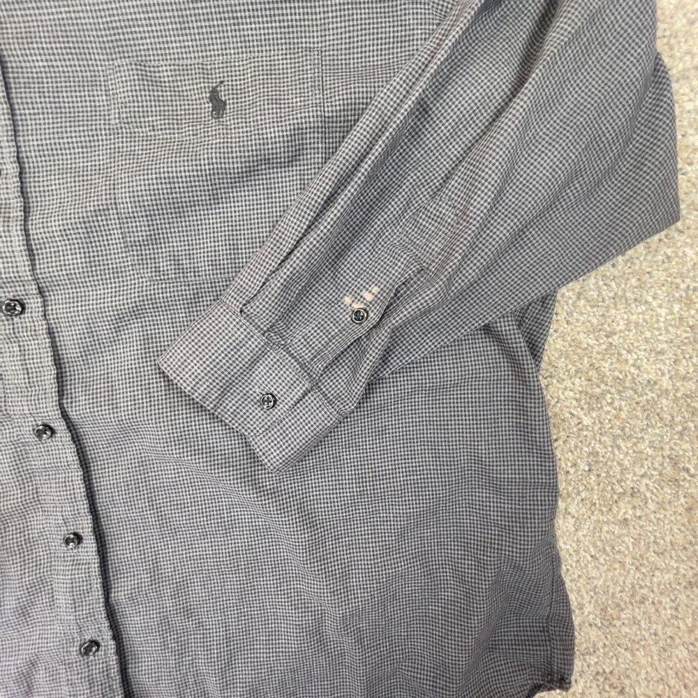 Ralph‎ Lauren Mens Button Up Shirt Gray Houndstooth Size 2XL Big Flawed/Bleach